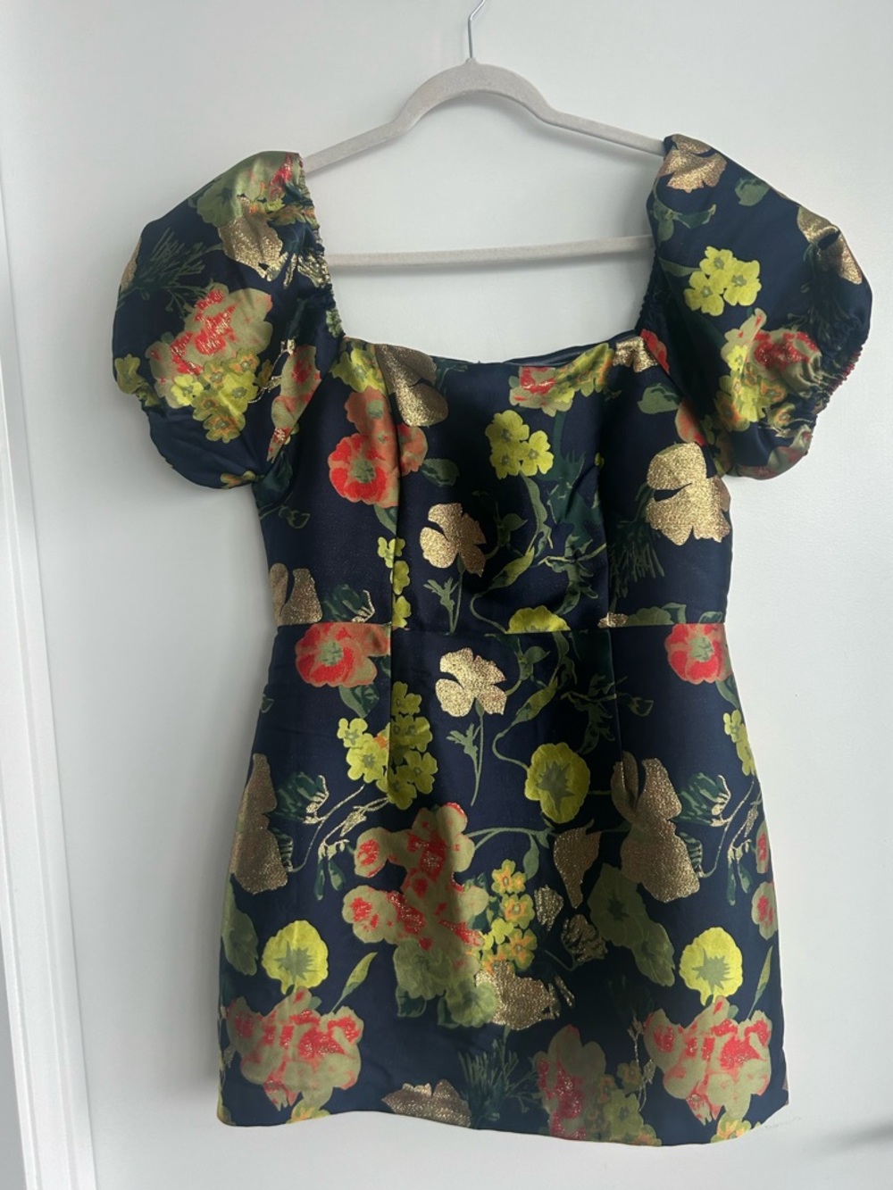 Lulu's Navy Floral Embroidered Mini Dress